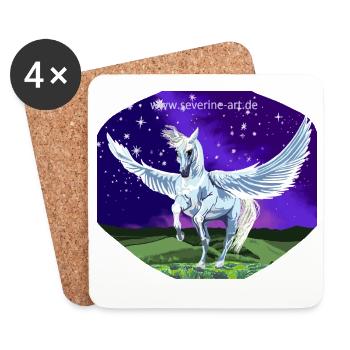 White Pegasus at night in front of a starry sky - Coasters (set of 4) - white - Front
