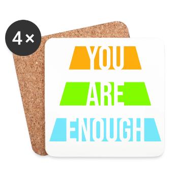 You Are Enough Self Love Motivational Quote - Coasters (set of 4) - white - Front