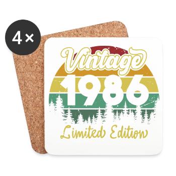 Vintage 1986 Vintage Cadeau d’anniversaire Rétro - Dessous de verre (lot de 4) - blanc - Devant