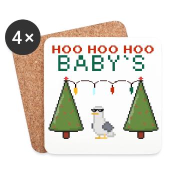 Pixel-Weihnachtsvogel mit Lichterketten - Untersetzer (4er-Set) - Weiß - Vorne
