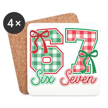 Festive 67 Gingham Bows - Coasters (set of 4) - white - Front