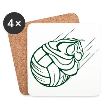 Équipe de volley-ball à la crème fouettée - Dessous de verre (lot de 4) - blanc - Devant