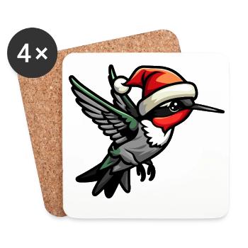 colibri oiseau Noël - Dessous de verre (lot de 4) - blanc - Devant