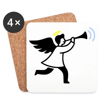 Angel with trumpet - Coasters (set of 4) - white - Front