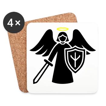 Schutzengel Krieger mit Schild Piktogramm - Untersetzer (4er-Set) - Weiß - Vorne