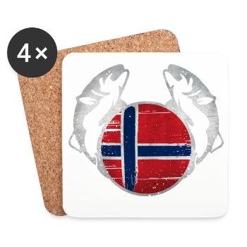 Norvège Pêche - Dessous de verre (lot de 4) - blanc - Devant