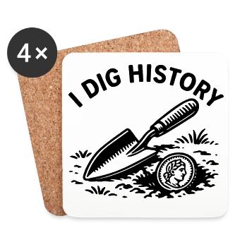 I Dig History : Aventure de détection de métaux - Dessous de verre (lot de 4) - blanc - Devant