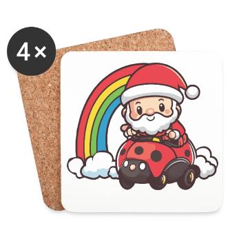 Noël du Père Noël Coccinelle - Dessous de verre (lot de 4) - blanc - Devant