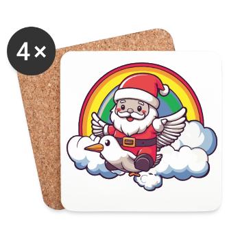 Taube Vogel Weihnachtsmann Weihnachten - Untersetzer (4er-Set) - Weiß - Vorne