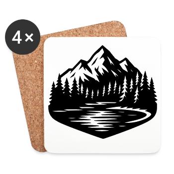 Mountains Landscape Forest - Coasters (set of 4) - white - Front