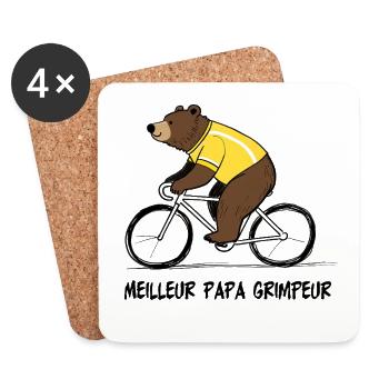 Gelber Radbär, bester Papa - Untersetzer (4er-Set) - Weiß - Vorne