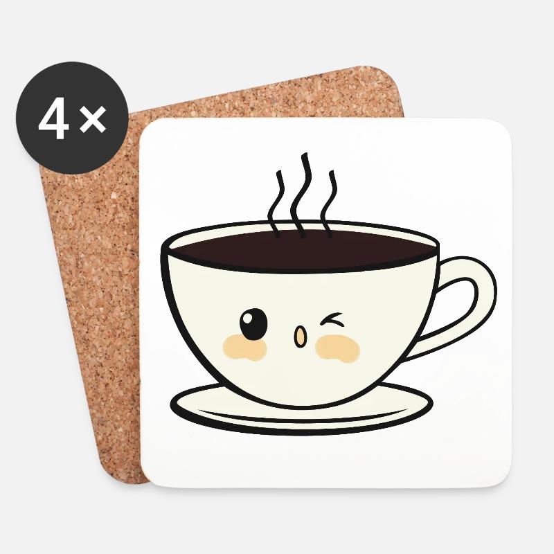 Lächeln Kaffeetasse - Untersetzer (4er-Set) - Weiß