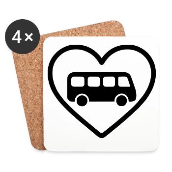 Heart Bus Driver - Coasters (set of 4) - white - Front