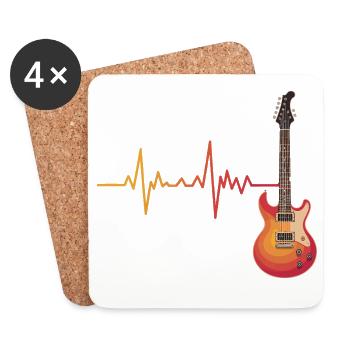 Heartbeat Guitar Gradient - Coasters (set of 4) - white - Front