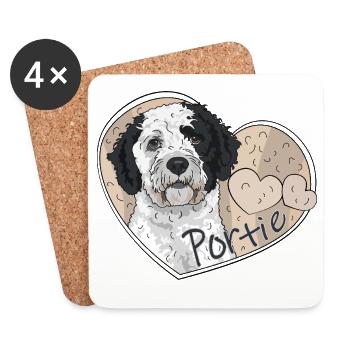 Portuguese Water Dog - Portie - Coasters (set of 4) - white - Front