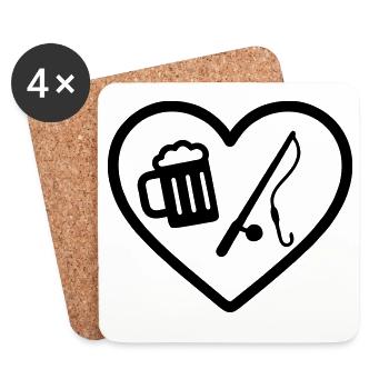 Heart Peach Beer - Untersetzer (4er-Set) - Weiß - Vorne