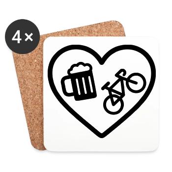 Heart Bike Beer - Coasters (set of 4) - white - Front