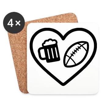 Heart Rugby Beer - Coasters (set of 4) - white - Front
