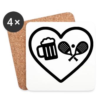 Heart Padel Bier - Untersetzer (4er-Set) - Weiß - Vorne