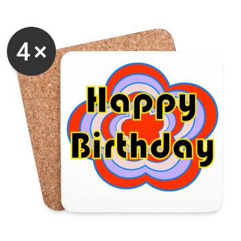 HAPPY BIRTHDAY. CHRISTMAS. YEAR. ANNIVERSARY - Coasters (set of 4) - white - Front