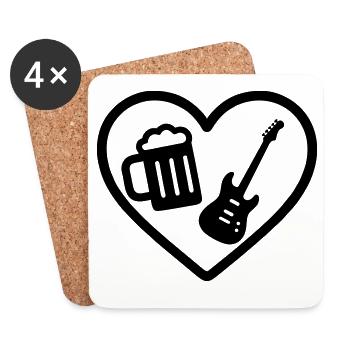 Heart Rock Bier - Untersetzer (4er-Set) - Weiß - Vorne