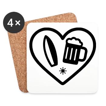 Bière Heart Surf - Dessous de verre (lot de 4) - blanc - Devant