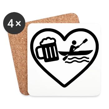 Bière Heart Kayak - Dessous de verre (lot de 4) - blanc - Devant