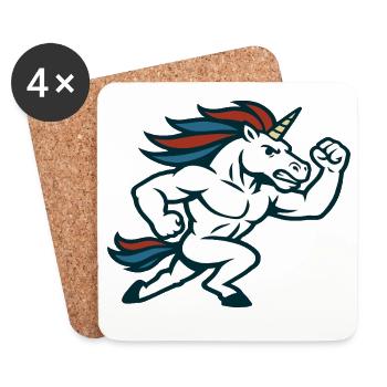 Running Power Unicorn Athletic Mascot Design - Coasters (set of 4) - white - Front