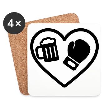 Heart Boxing Bier - Untersetzer (4er-Set) - Weiß - Vorne