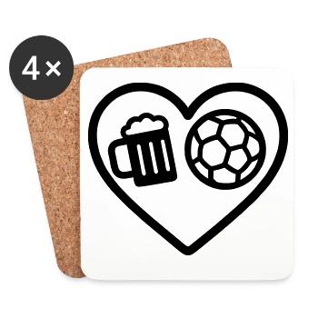 Heart Handball Bier - Untersetzer (4er-Set) - Weiß - Vorne
