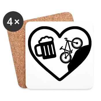 Heart Beer Mountainbike-Humor - Untersetzer (4er-Set) - Weiß - Vorne
