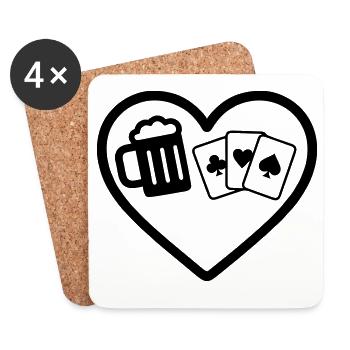 Jeux de cartes Heart Beer Humour - Dessous de verre (lot de 4) - blanc - Devant