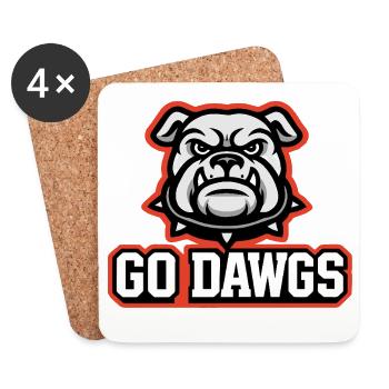 Go Dawgs Bulldog Head Football-Fan-Design - Untersetzer (4er-Set) - Weiß - Vorne