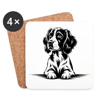Cocker Spaniel - Dessous de verre (lot de 4) - blanc - Devant