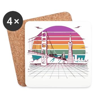 Rainbow Bridge Neon Skyline San Francisco - Dessous de verre (lot de 4) - blanc - Devant