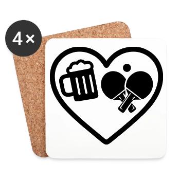 Heart Beer Tischtennis-Humor - Untersetzer (4er-Set) - Weiß - Vorne