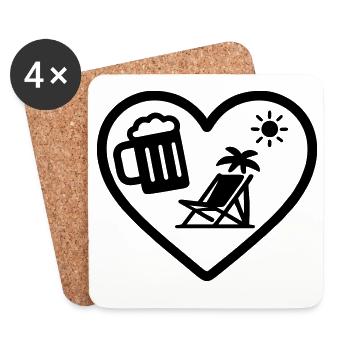 Heart Beer Holiday Sun Humor - Untersetzer (4er-Set) - Weiß - Vorne