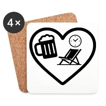 Heart Beer Gästehaus Humor - Untersetzer (4er-Set) - Weiß - Vorne