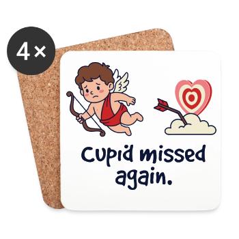 Cupid verpasst wieder lustige Anti-Valentine-Single - Untersetzer (4er-Set) - Weiß - Vorne