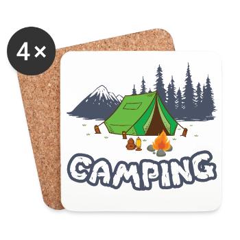 Camping - Coasters (set of 4) - white - Front