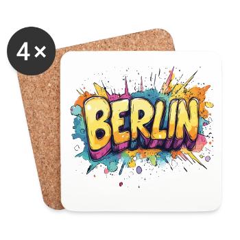 Berlin Graffiti Font Street Art Urban Style - Coasters (set of 4) - white - Front