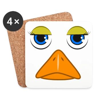 Cute Duck Face Funny Bird Mallard Quack Lover Art - Coasters (set of 4) - white - Front