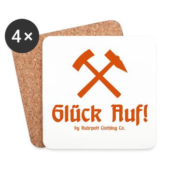 Glück Auf! - Ruhrpott - Zeche - Zollverein - Untersetzer (4er-Set) - Weiß - Vorne