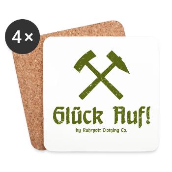 Glück Auf! - Ruhrpott - Zeche - Zollverein - Untersetzer (4er-Set) - Weiß - Vorne