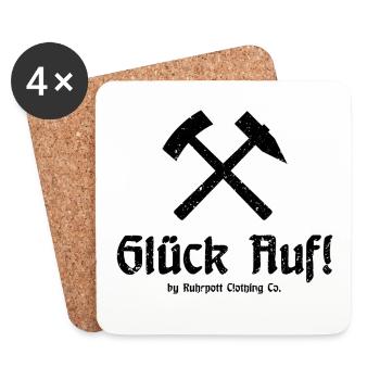 Glück Auf! - Ruhrpott - Zeche - Zollverein - Untersetzer (4er-Set) - Weiß - Vorne