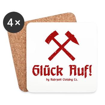 Glück Auf! - Ruhrpott - Zeche - Zollverein - Untersetzer (4er-Set) - Weiß - Vorne