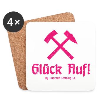 Glück Auf! - Ruhrpott - Zeche - Zollverein - Untersetzer (4er-Set) - Weiß - Vorne