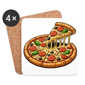 Pizza Motif - Coasters (set of 4) - white - Front