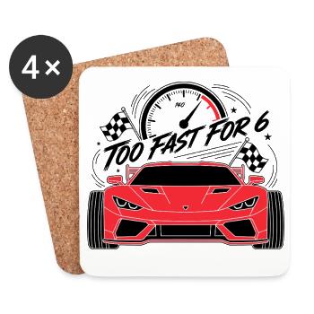 Too Fast For 6 Red Racing Car - Coasters (set of 4) - white - Front