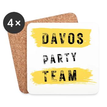 Équipe de fête de Davos Après Ski - Dessous de verre (lot de 4) - blanc - Devant